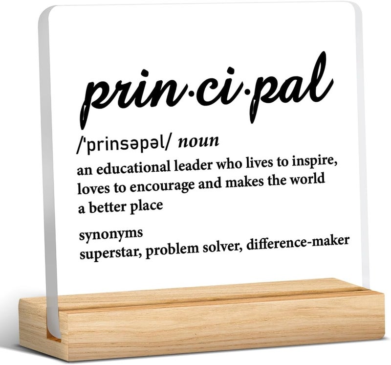 Zauly School Principal Appreciation Gifts for Men Women, Principal Definition Acrylic Desk Sign Decor - Image 1